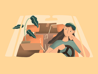 Moving Day car editorial illustration ipad moving procreate