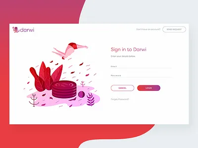 Darwi - Sign in with Illustration darwi illustration landing landing page product product page website illustration
