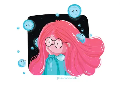 Girl with magic bubbles 2d bubbles cute girl illustration magic vector