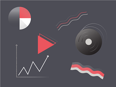 Music Core chart gradient grain icons illustration music play pole record simple website