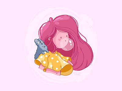 Girl with her rabbit 2d art girl hannahdoodle illustration rabbit vector vector illustration