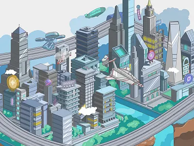 Future city city digital future illustration procreate