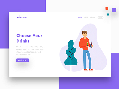 Choose your drinks- Landing page. apps business drinks flat illustration interaction interface soda trend ui ux vector