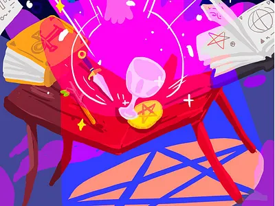 Tarot arcanos card colors fun illustration magic moon tarot witch
