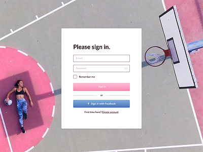 Login form for Unbranded basketball clean desktop dribbble experimental form minimal pink register signin signup sport