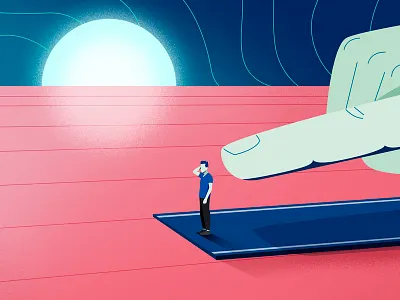 End of the road finger hand illustration noise road sun