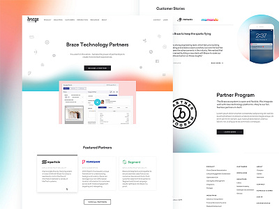 Braze Partnerships badge focus lab gradient landing page site ui web