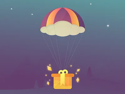 Level complete! Here's your gift. balloon box complete gift level mobile game parachute prize reward ui