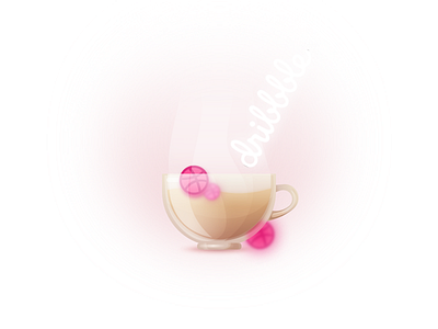 3 Dribbble Invites cup dribbble drink hot illustration invitation invite tea