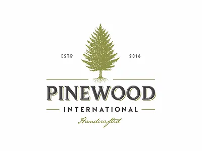 Pinewood International handcrafted international logo pine tree wood