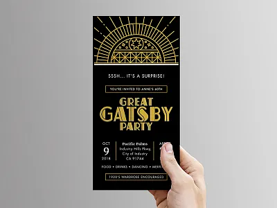 Great Gatsby Invitation brand branding creative design designer development dribbble gatsby graphics invitation logo typography
