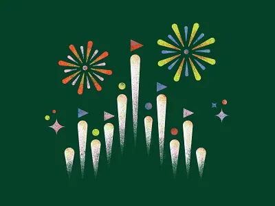 magic 2 castle disney fireworks illustration paint texture