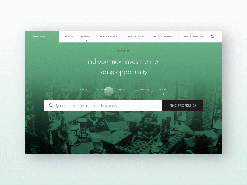 Real estate landing page animation desktop gif landing real estate ui ux