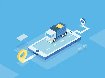 "Truck Track" Transport APP car illustration illustrator isometric lottery transport truck