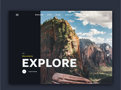 Explore discover explore landing mobile mountains page travel ui ux web