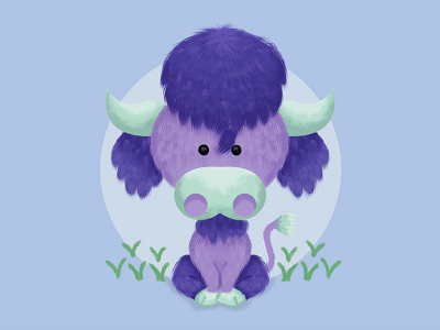 Little Hairy Bull digital illustration illustration