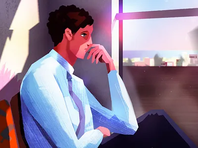 The Man On The Train character illustration lighting