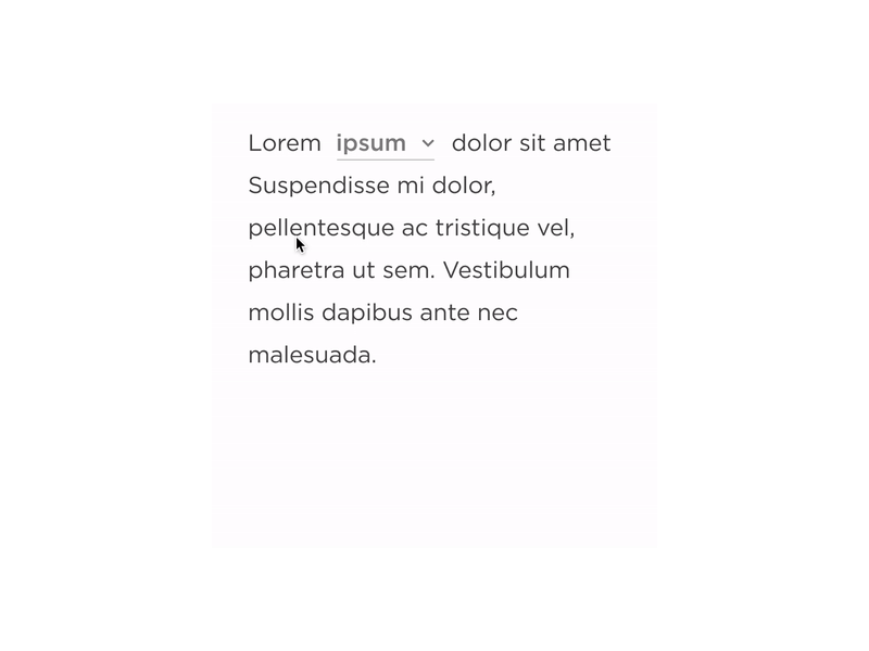 Gap Text UI Interaction dropdown example gap interaction interactive text user interface