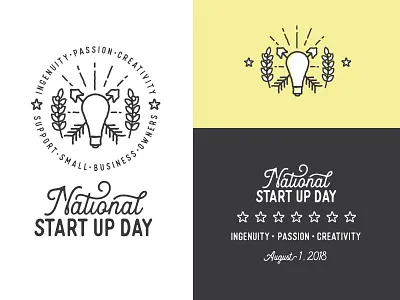 National Start Up Day lock up bulb creativity illustration ingenuity light lock up logo national start up day passion small business typography vector