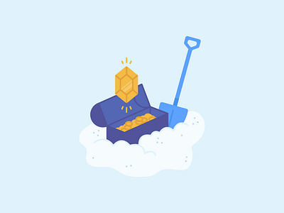 Level up! chest cloud dig game gem sand shovel treasure