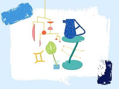 Gemini Home Horoscope anthurium apartment therapy editorial gemini horoscope illustration mobile pitcher plants table vase zodiac