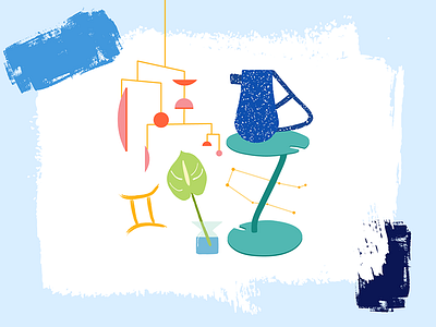 Gemini Home Horoscope anthurium apartment therapy editorial gemini horoscope illustration mobile pitcher plants table vase zodiac