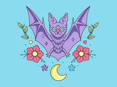 Battoo Illustration bat cute illustration kawaii tattoo vector witch