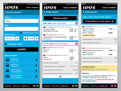 IDOS - Czech transport search engine application frontend mobile ui user testing ux