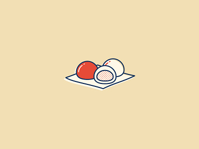 Mochi dessert food halftones illustration japanese mochi retro vector