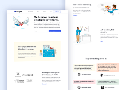 inFlight: Home Page Design aceleradoras app design education emprendedor inflight interface mentorship negocios startup ui ux web app