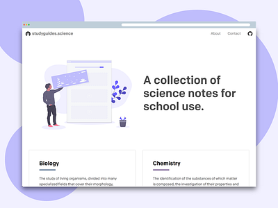 Studyguides.science Home Page homepage ui ux website