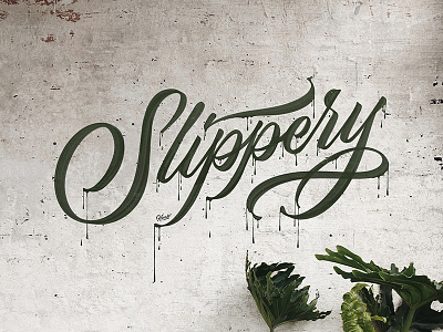 Slippery! graphic design hueso lettering script type typography