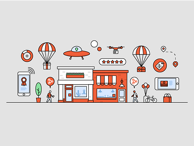 Small Business Storefronts with stuff bricks drone facades storefronts ufo