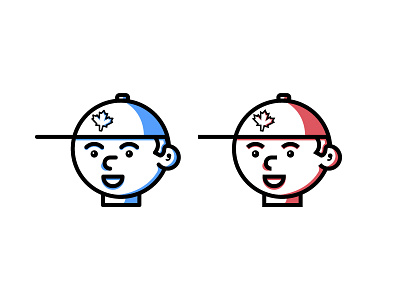 Capped boy canada character hat line art minimal vector