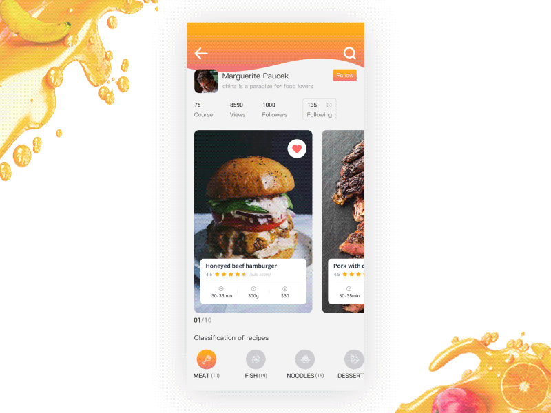 食谱/Recipes app button demo food gif recipes shopping ui ux