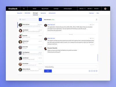 Evodesk Messages design desktop social ui web web design