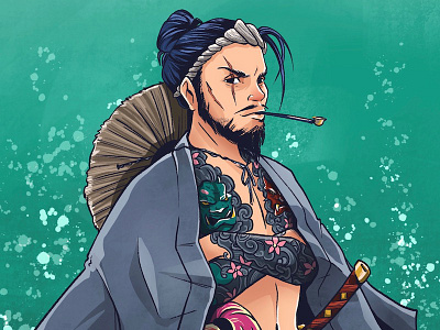 Mr.Samurai art comic book comic illustration drawing illustration samurai