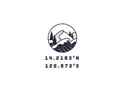 Wedding Location Logo coordinates logo mountain trees waves wedding