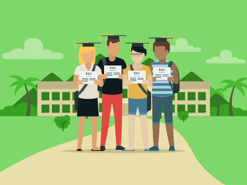 Flat transition 2d flat flat design high school illustration school student transition