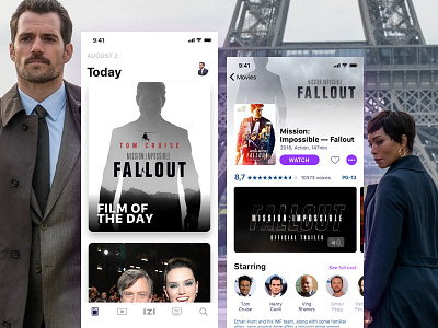 Today screen and movie screen app cinema ios iphone mobile movie movies online ui ux