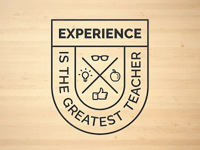 UX Workflow - Experience is the greatest Teacher badge brand branding culture experience icons insigna like modern ux