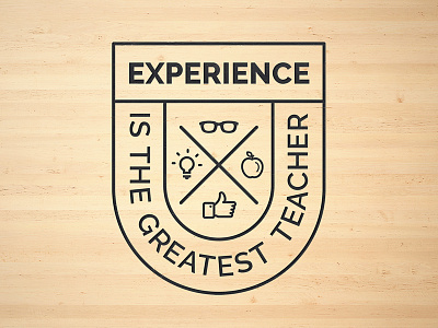 UX Workflow - Experience is the greatest Teacher badge brand branding culture experience icons insigna like modern ux