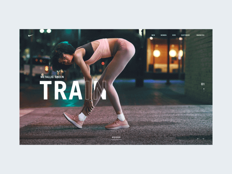 Nike Metallic Sheen animation dailyui displacement gif interaction landing landingpage motion nike ui ux web design