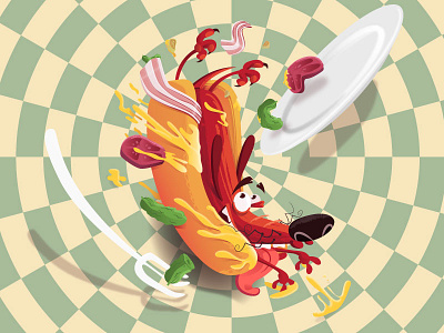 Hotdog Dribbble cartoon dog hot slide