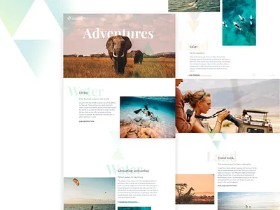 Adventures diving grid landing page safari travel