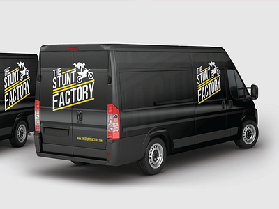 THE STUNT FACTORY branding cinema crash danger factory film making identity jump logo motorcycle stunt