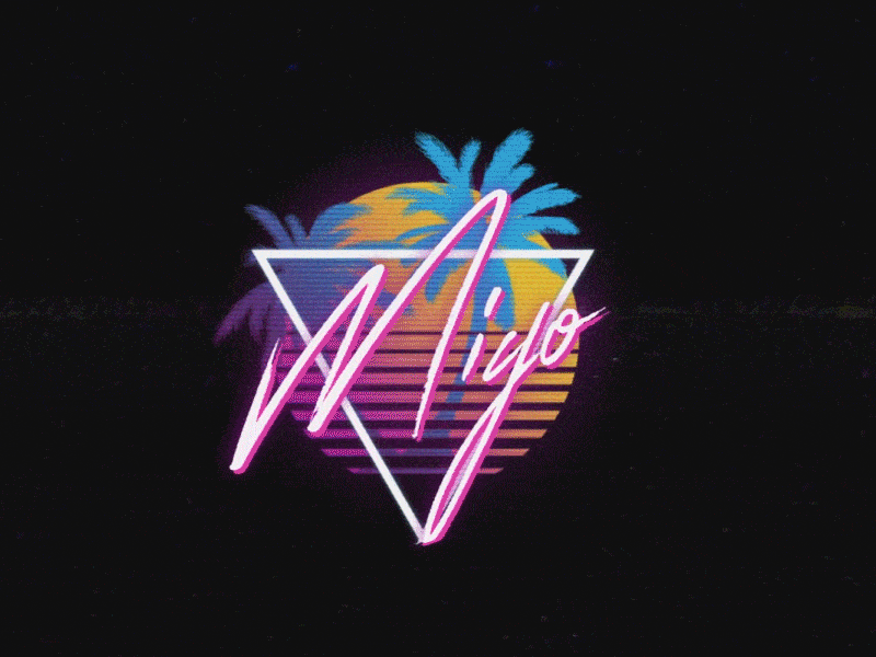 MIYO Logo 🌴 80s animation gif glitch identity logo music retro vaporwave vhs vintage