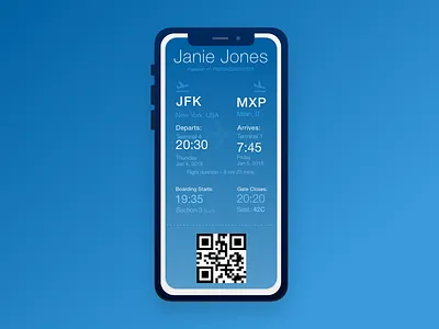 Daily UI #24 – Boarding Pass airline blue boarding boarding pass dailyui flight minimal pass ui