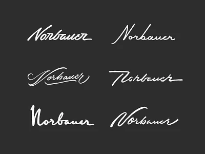Norbauer wordmark thumbs logo logotype midcentury norbauer script sketches thumbnails type wordmark