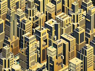 Core Isometric City 3d city city life helicopter illustration isometric skyscraper texture vector